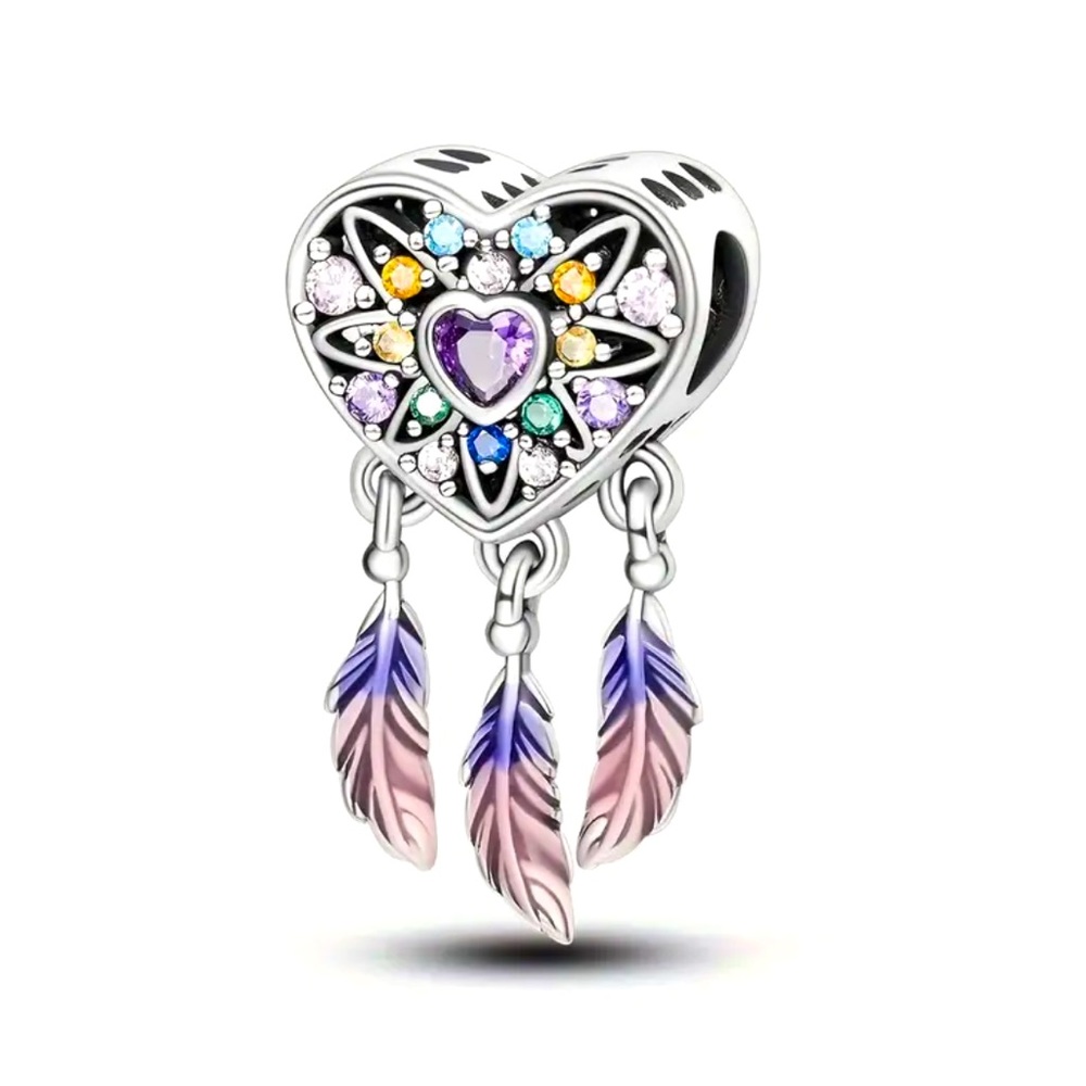 925 Heart Dream Catcher Bracelet Charm-NEW